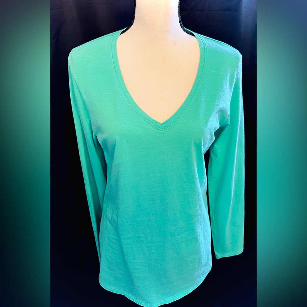 Lilly Pulitzer Light Teal/Mint Long Sleeve Top; Size Large